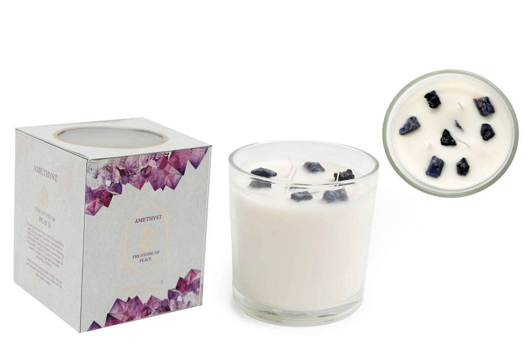 Amethyst Crystal Candle 12x12cm - Geko Products
