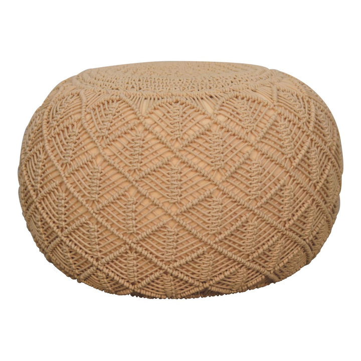 Ansley Beige Pouffe-Smiddy Furniture