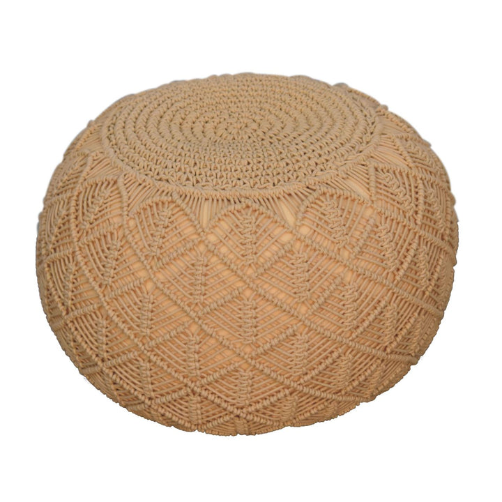 Ansley Beige Pouffe-Smiddy Furniture