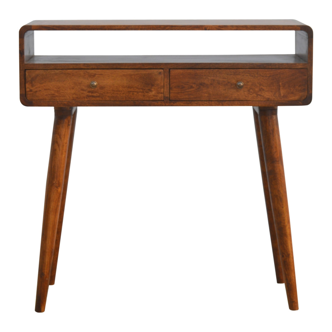 Curved Chestnut Console Table-Smiddy Furniture