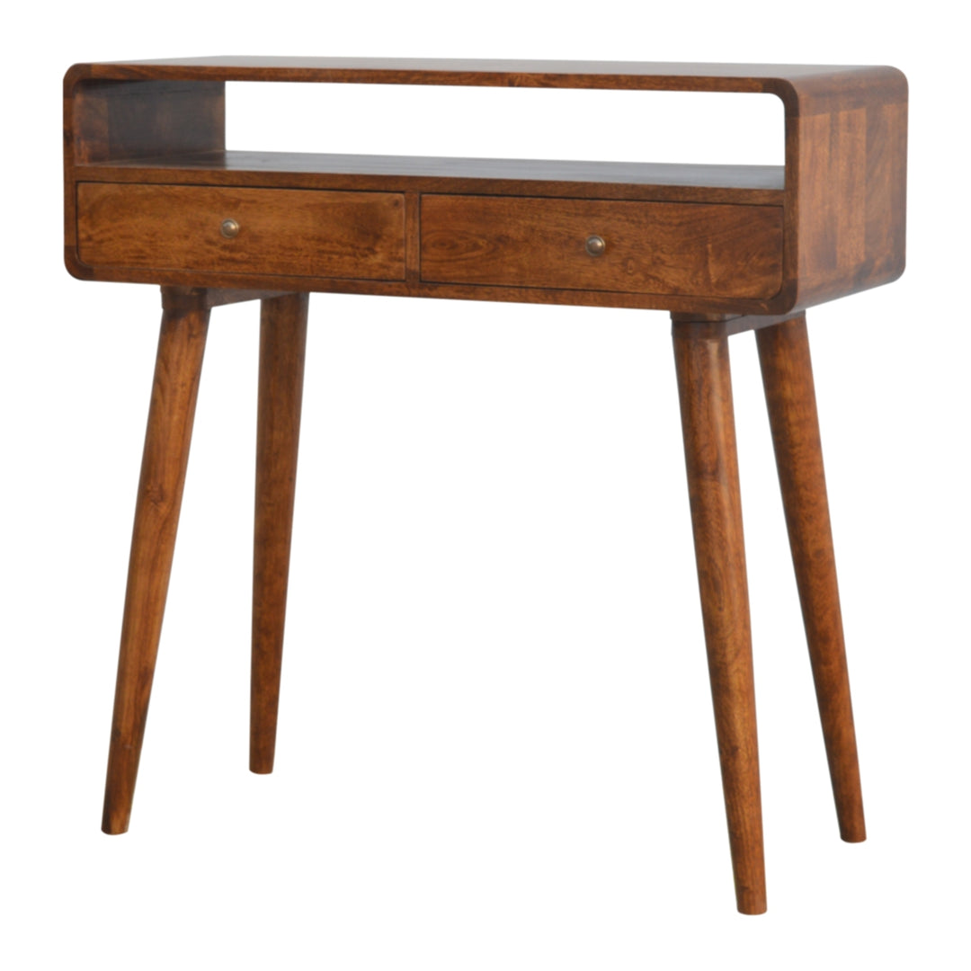 Curved Chestnut Console Table-Smiddy Furniture