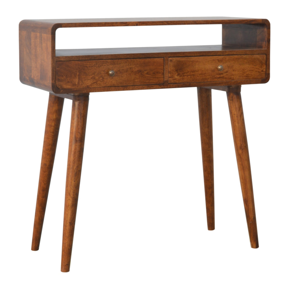 Curved Chestnut Console Table-Smiddy Furniture