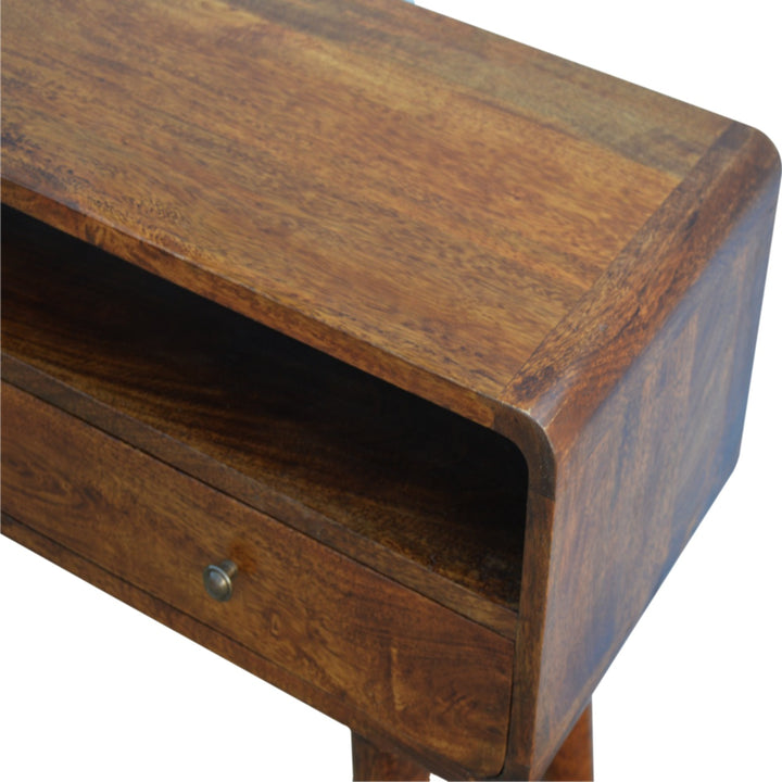 Curved Chestnut Console Table-Smiddy Furniture