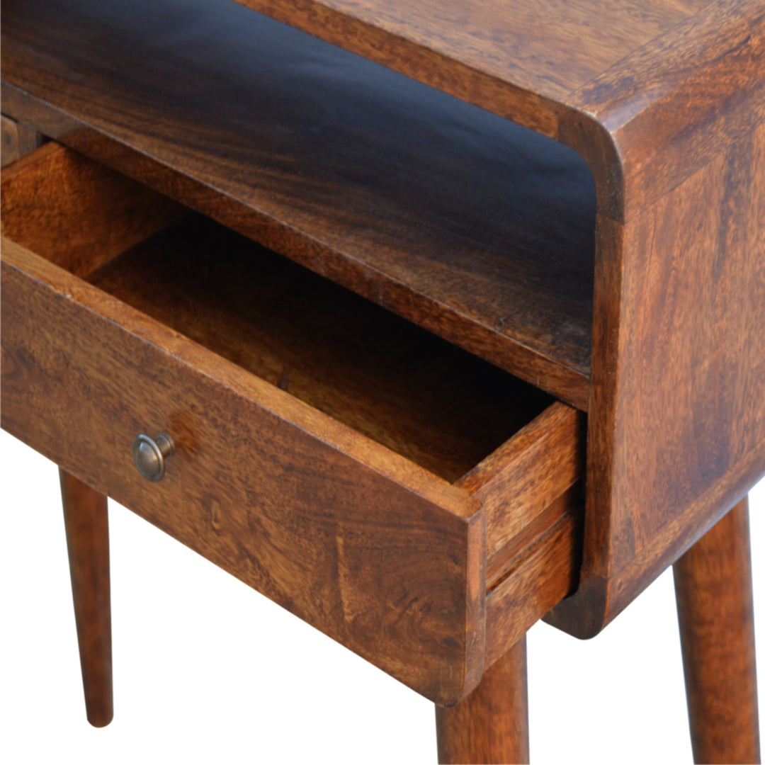 Curved Chestnut Console Table-Smiddy Furniture