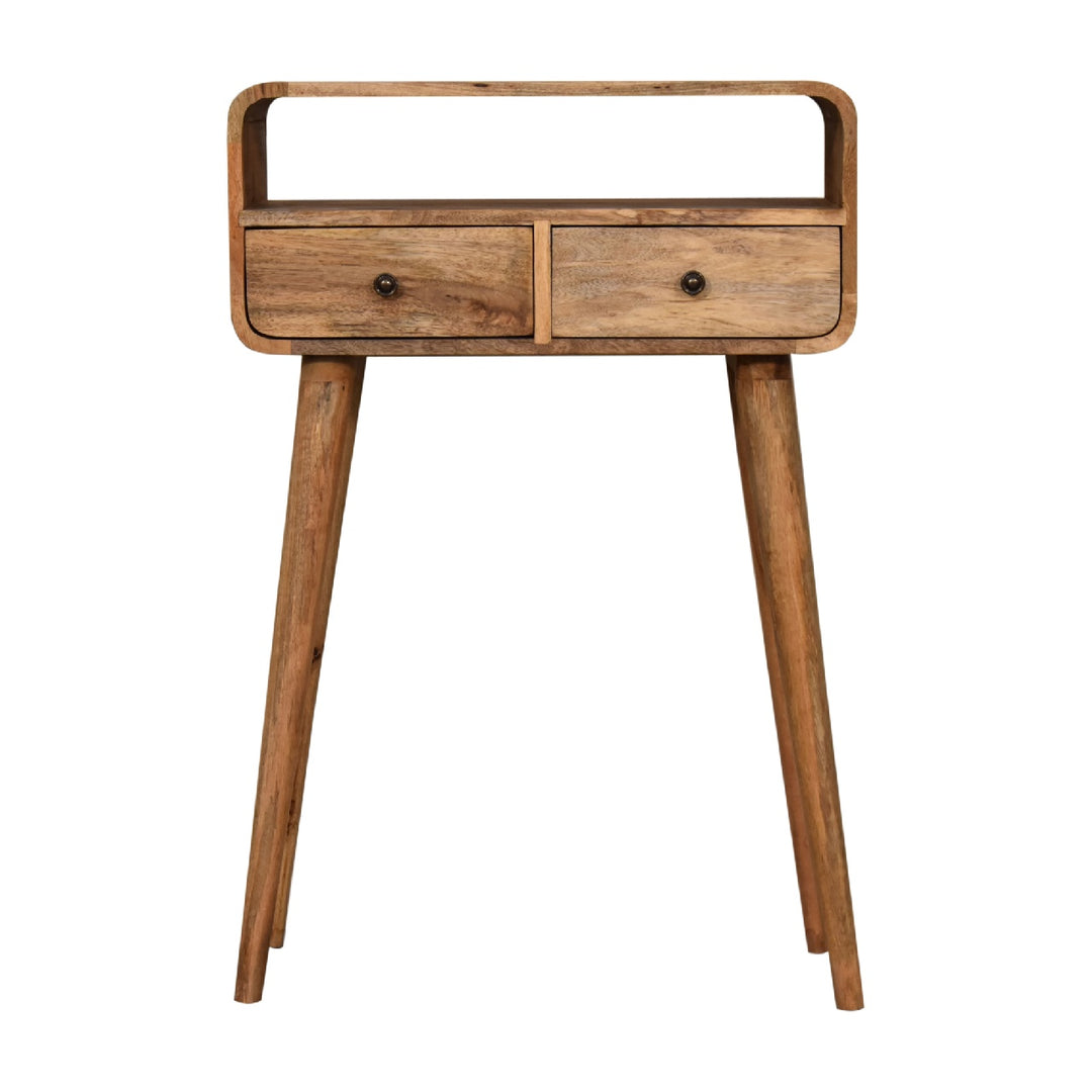 Mini Curved Oak-ish Console Table-Smiddy Furniture