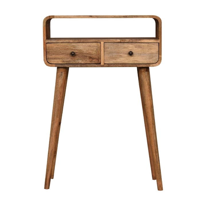 Mini Curved Oak-ish Console Table-Smiddy Furniture