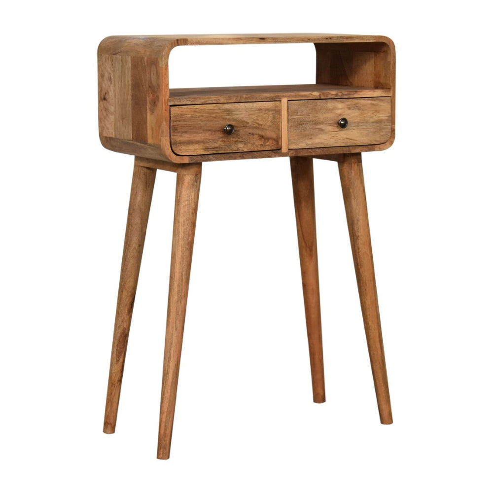 Mini Curved Oak-ish Console Table-Smiddy Furniture