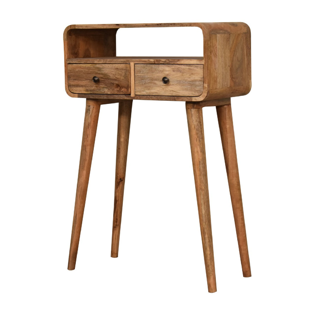 Mini Curved Oak-ish Console Table-Smiddy Furniture