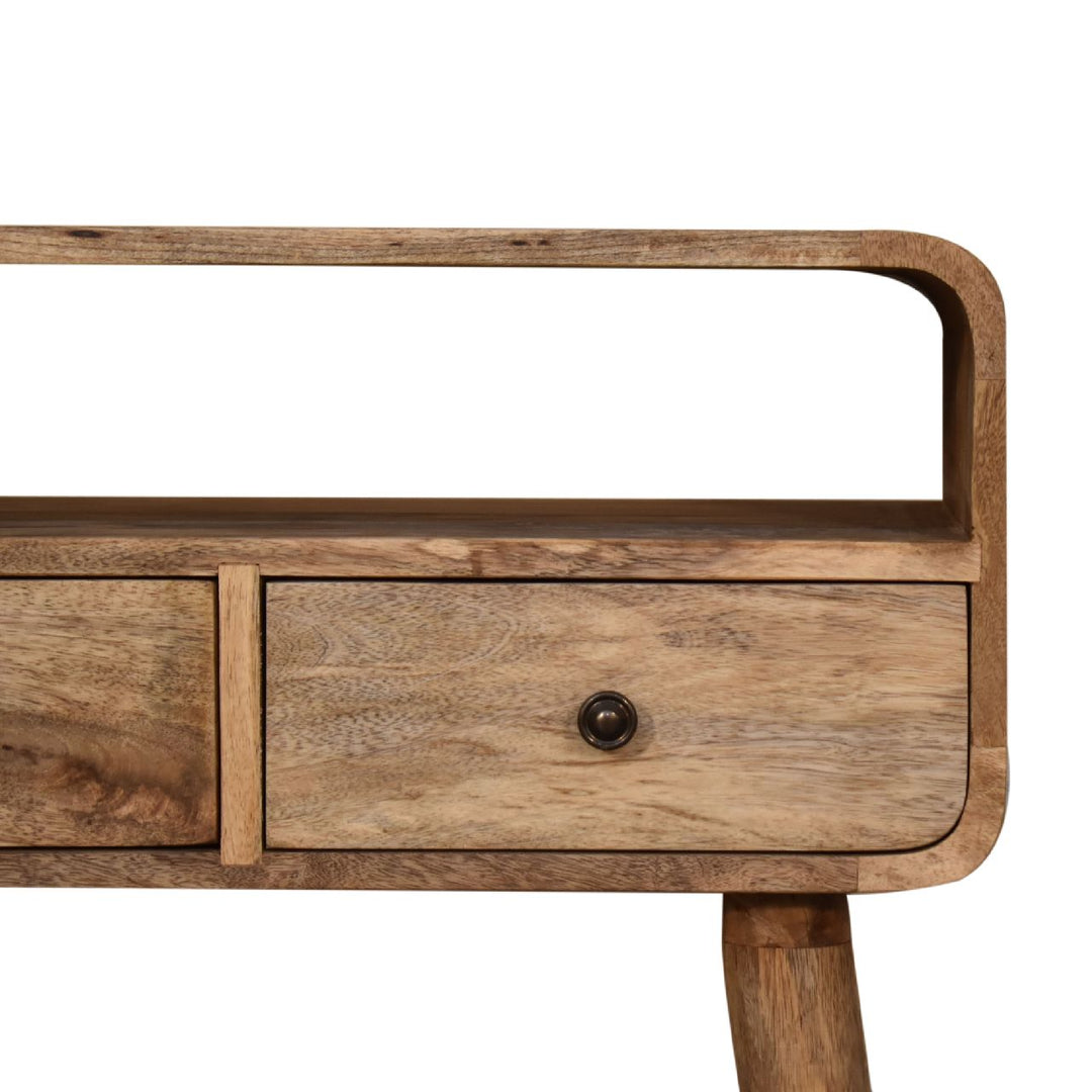 Mini Curved Oak-ish Console Table-Smiddy Furniture