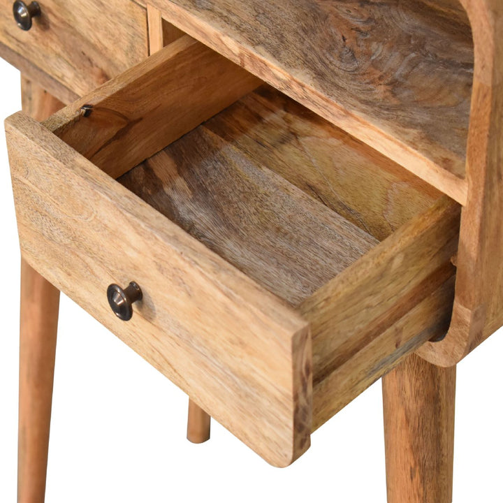 Mini Curved Oak-ish Console Table-Smiddy Furniture