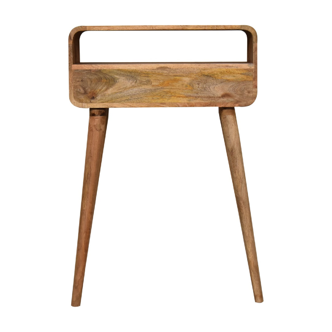 Mini Curved Oak-ish Console Table-Smiddy Furniture