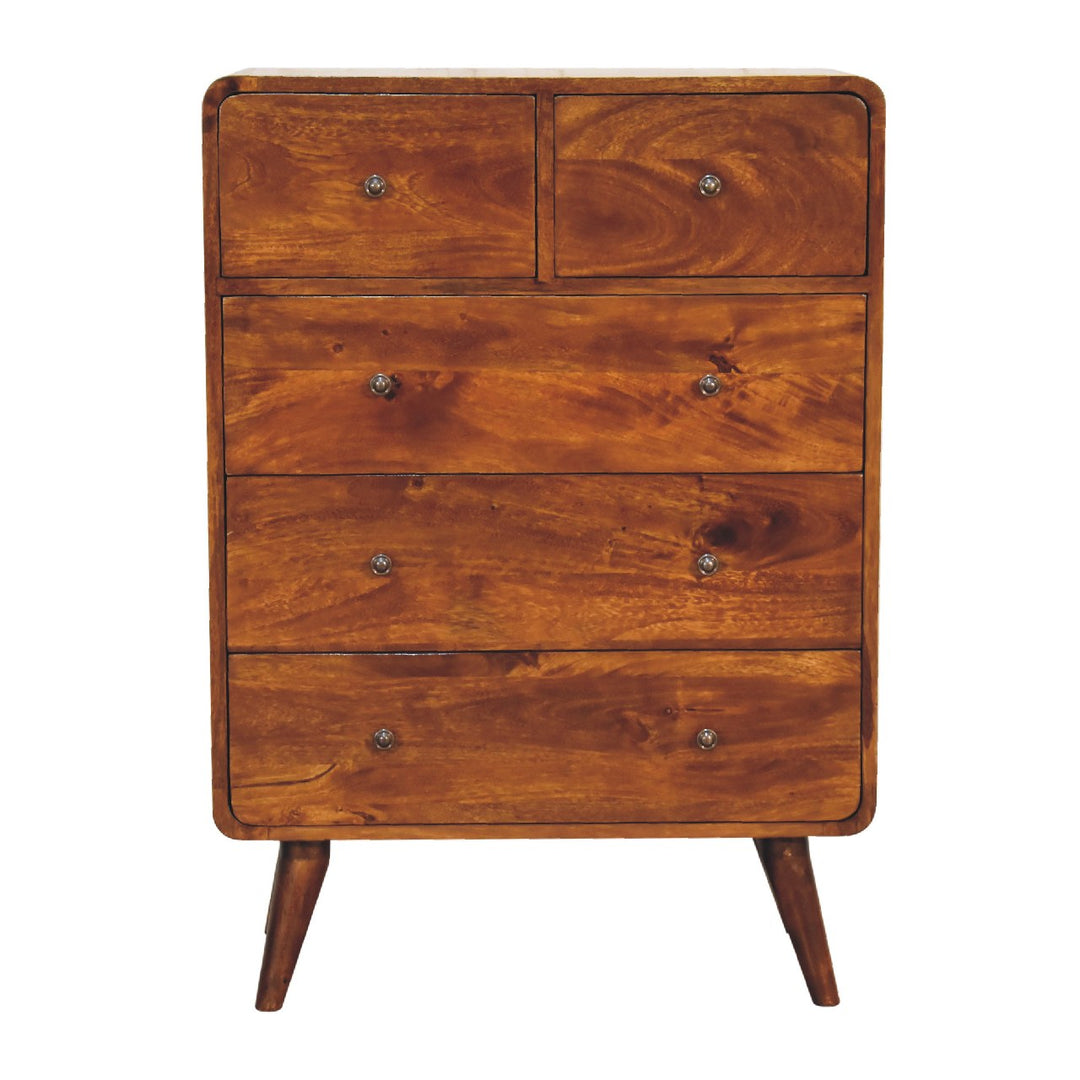 2 over 3 Curved Chestnut Chest-Smiddy Furniture