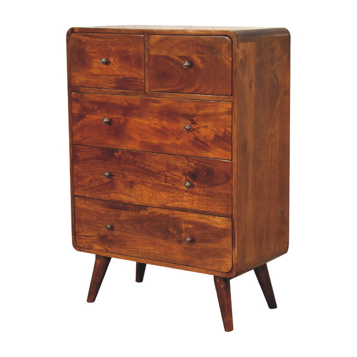 2 over 3 Curved Chestnut Chest-Smiddy Furniture
