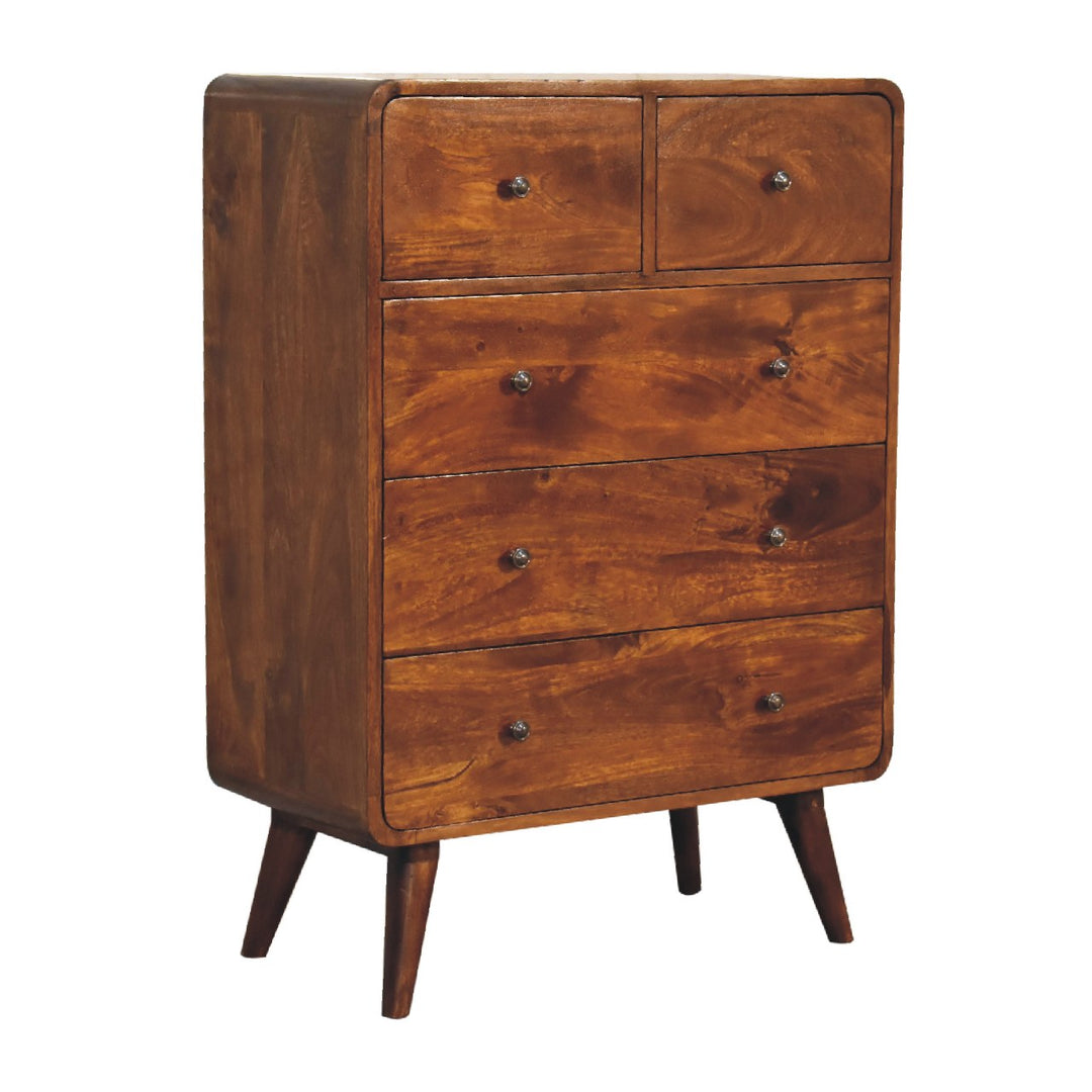 2 over 3 Curved Chestnut Chest-Smiddy Furniture