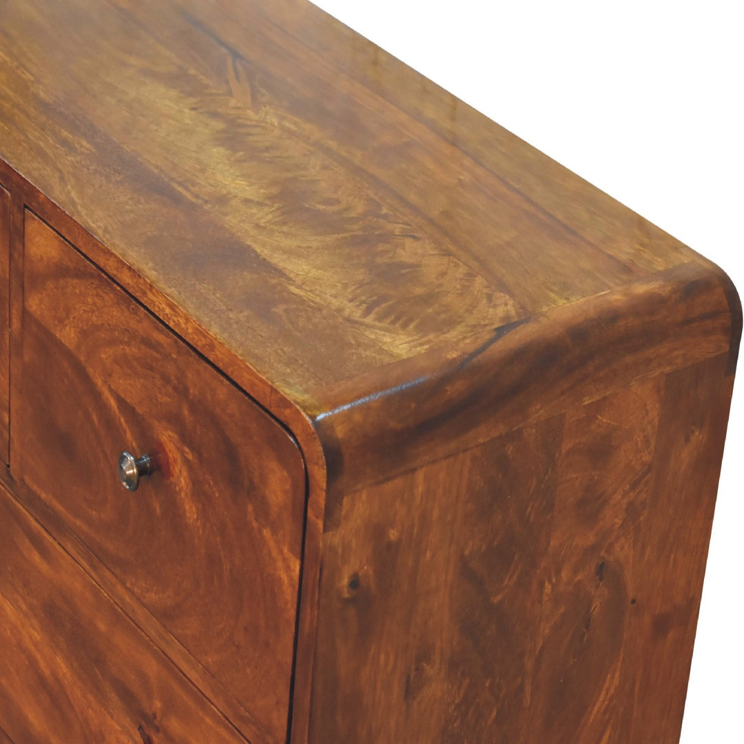 2 over 3 Curved Chestnut Chest-Smiddy Furniture