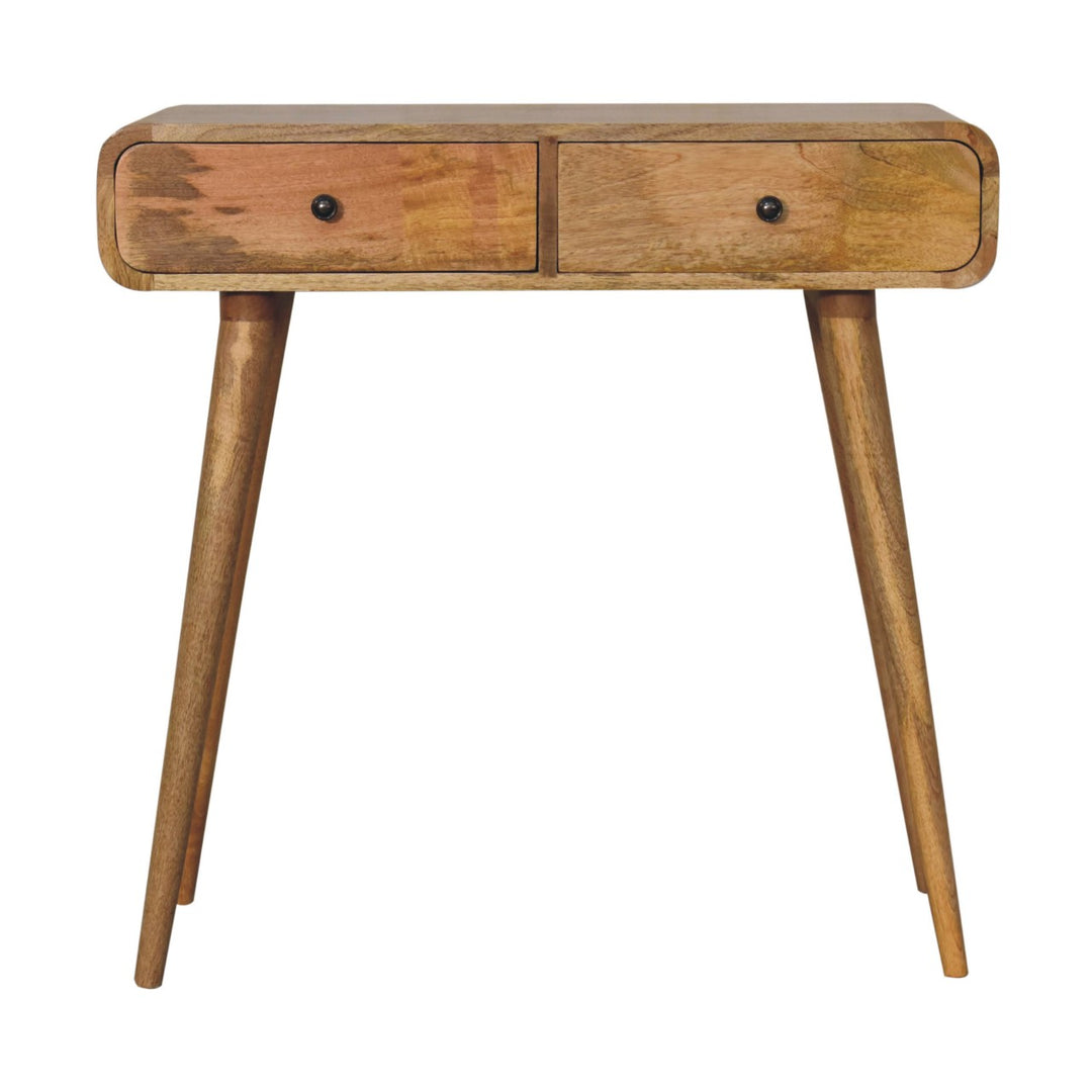 Oak-ish Curved Hallway Table-Smiddy Furniture