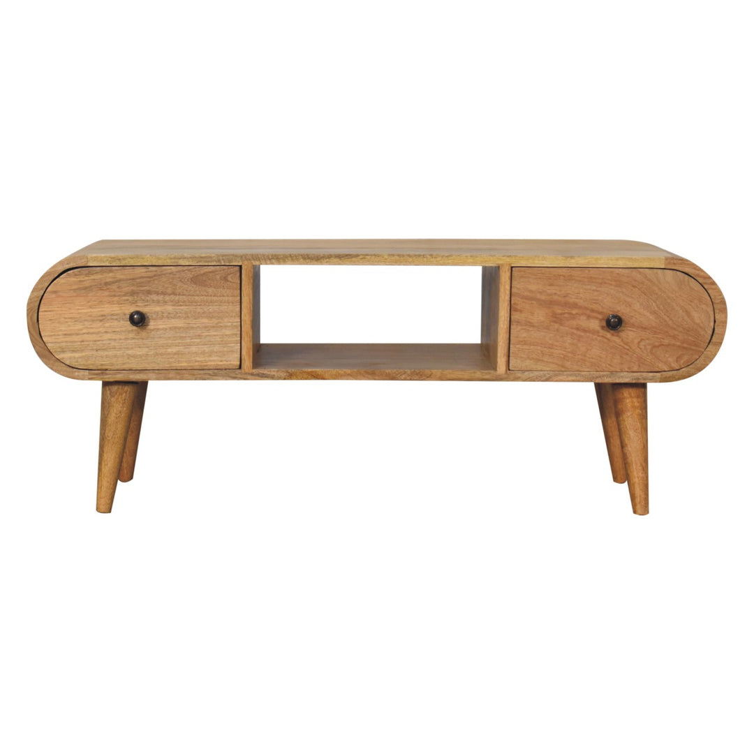 Oak-ish Circular TV Unit-Smiddy Furniture