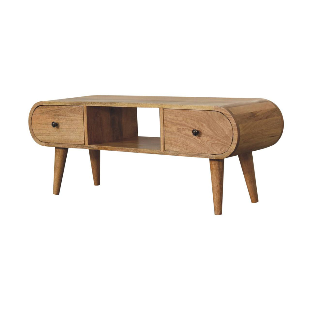 Oak-ish Circular TV Unit-Smiddy Furniture