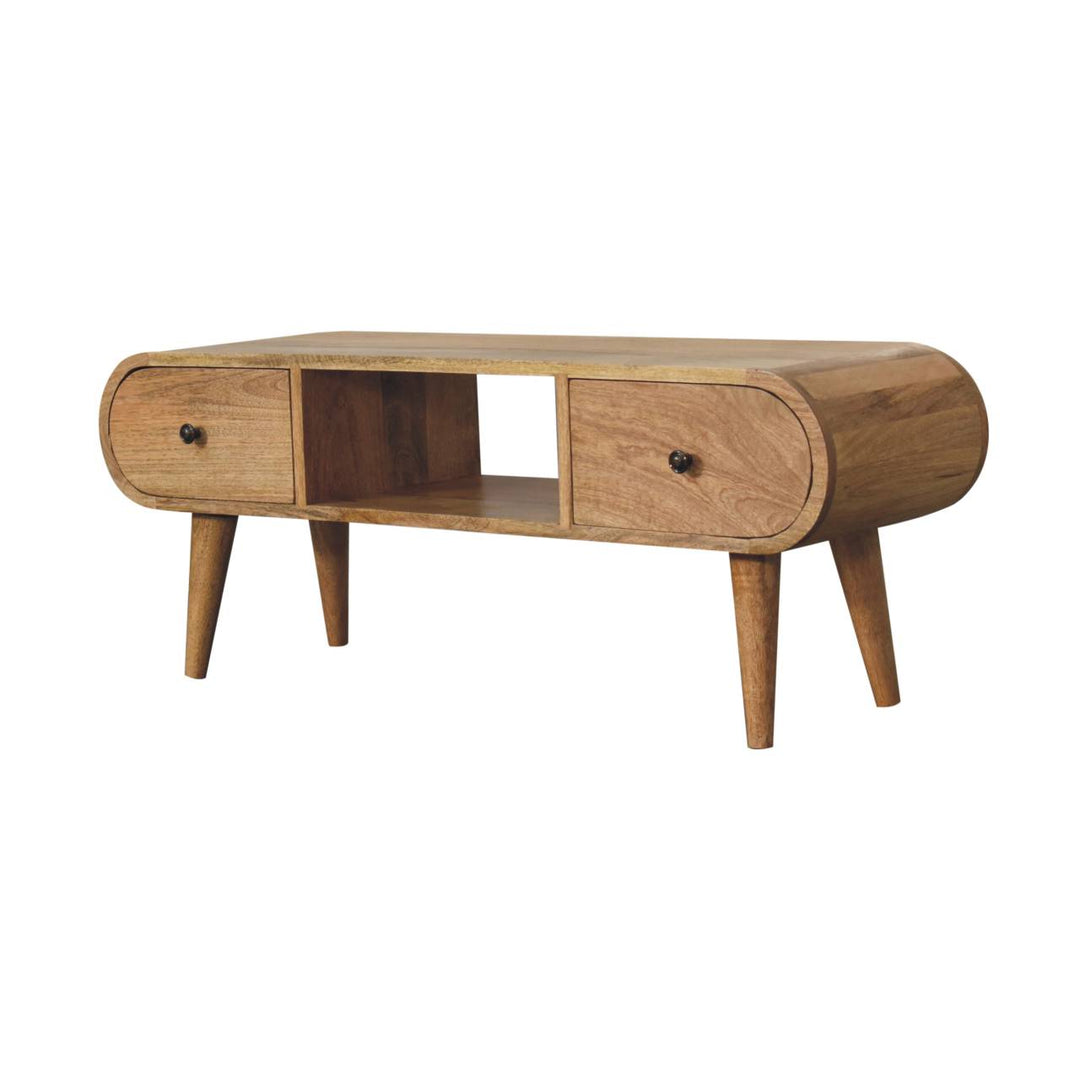 Oak-ish Circular TV Unit-Smiddy Furniture