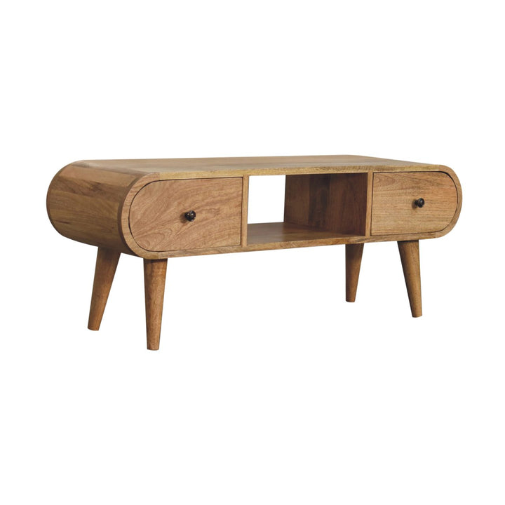 Oak-ish Circular TV Unit-Smiddy Furniture