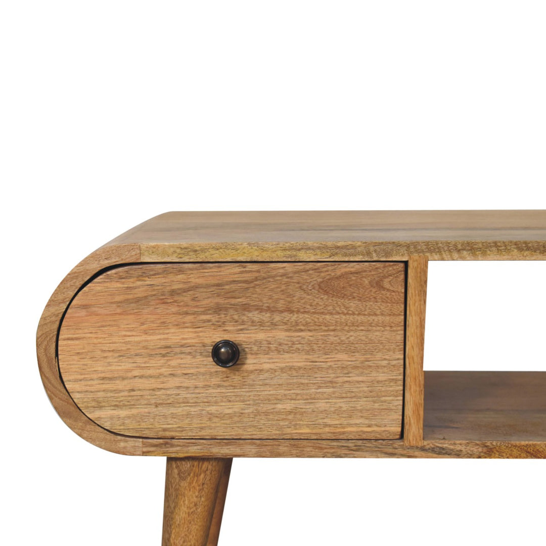 Oak-ish Circular TV Unit-Smiddy Furniture