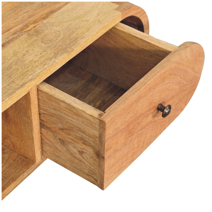 Oak-ish Circular TV Unit-Smiddy Furniture