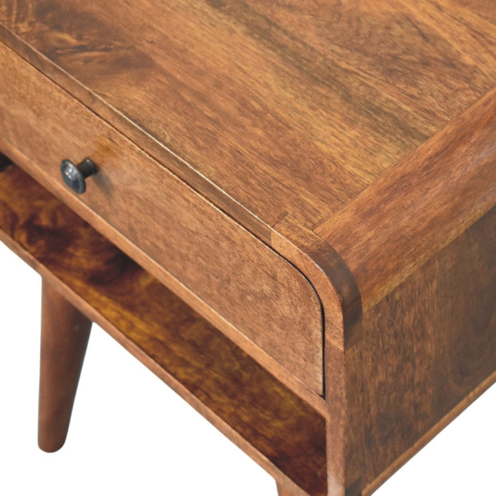 Avora Chestnut Nightstand with Drawer and open slot-Smiddy Furniture