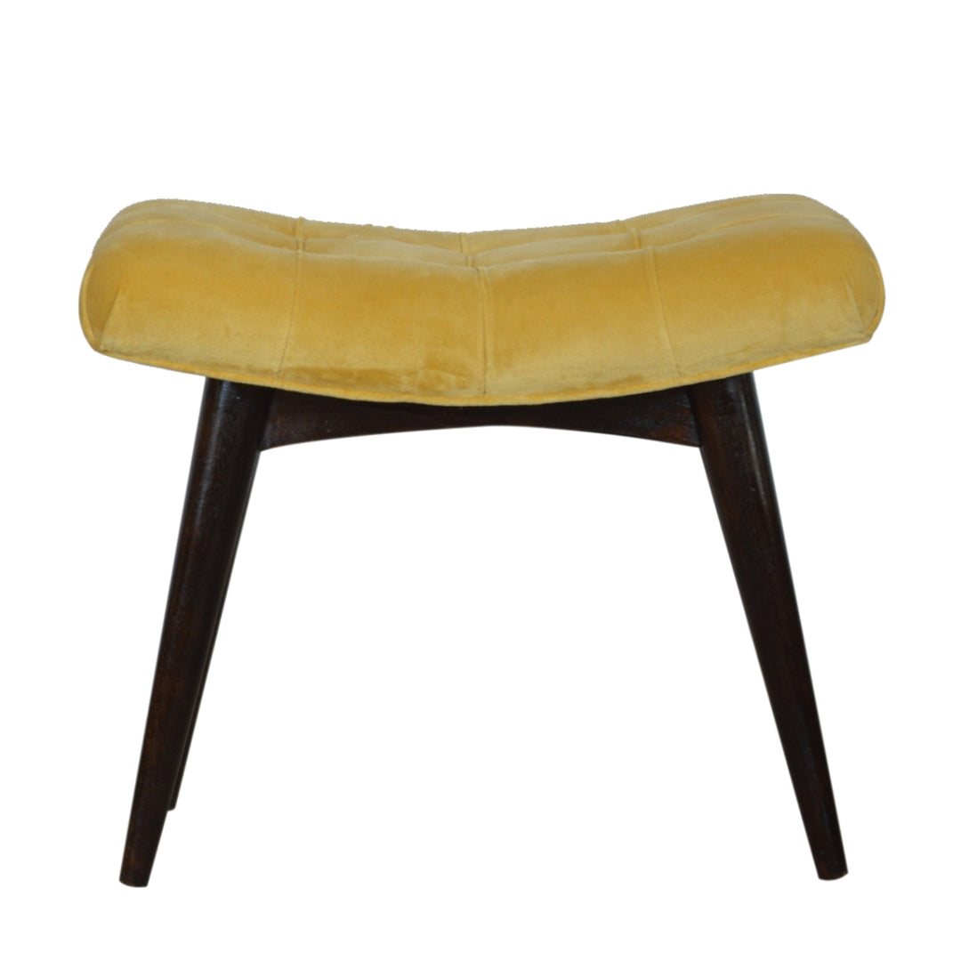 Mustard Cotton Velvet Curved Bench-Smiddy Furniture
