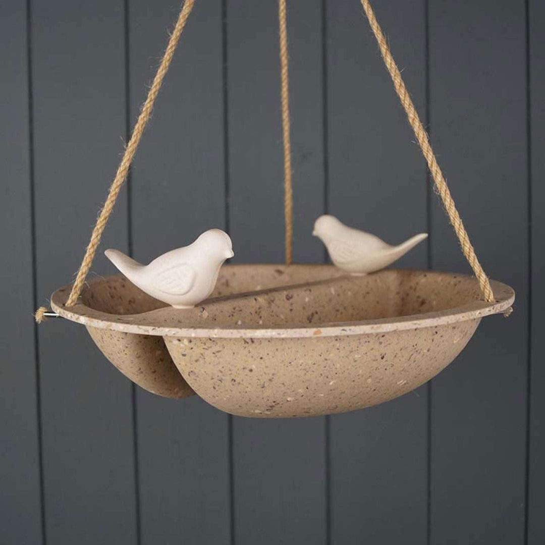 Earthy Coffee Husks Hanging Bird Bath and Feeder (27cm) - Geko Products