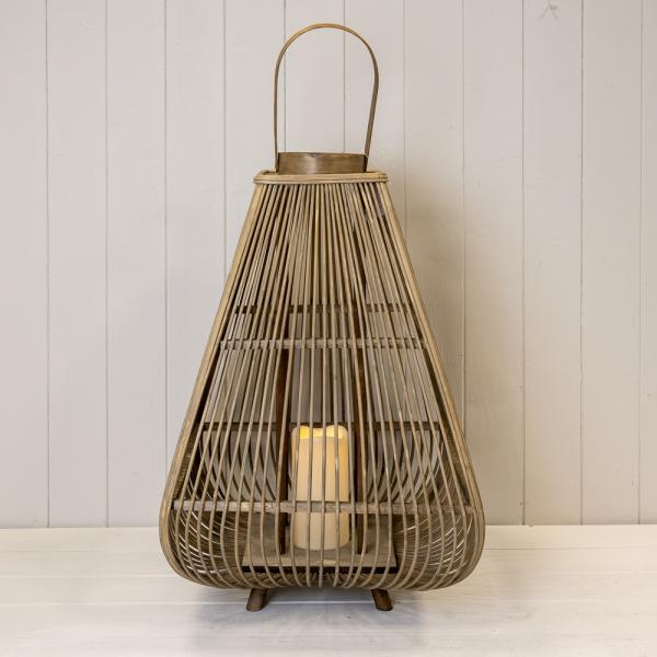 Extra Large Bamboo Lantern with LED Candle H96, D37cm