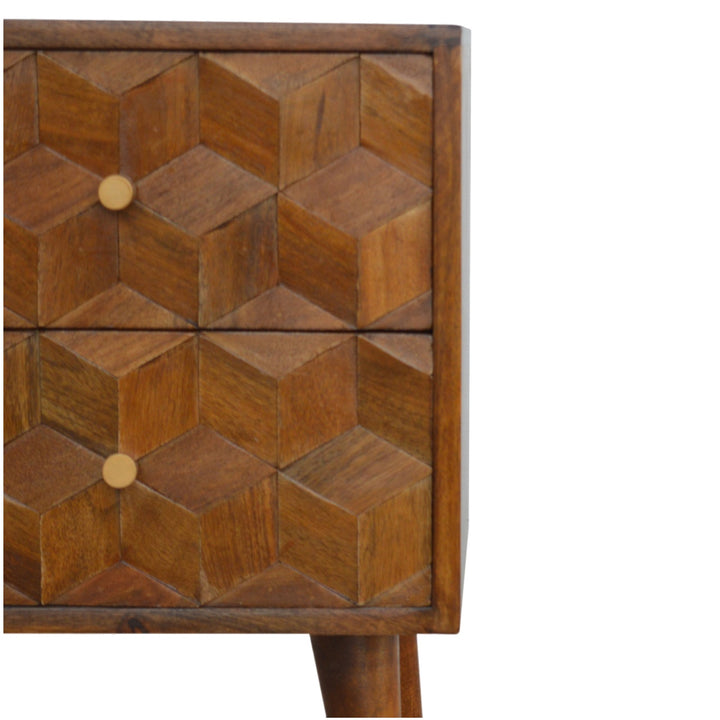 Chestnut Cube Carved Bedside-Smiddy Furniture