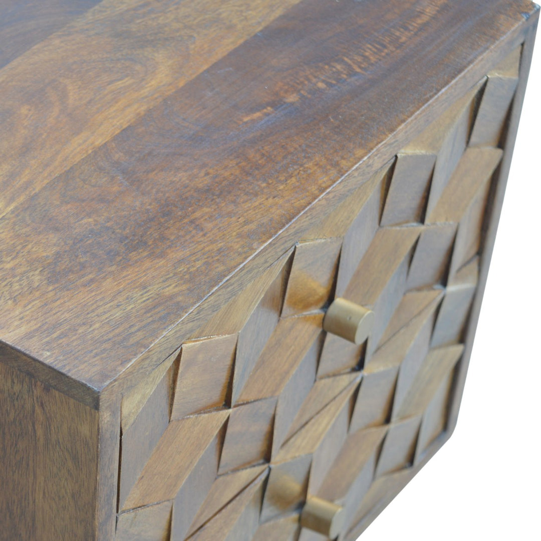 Chestnut Cube Carved Bedside-Smiddy Furniture