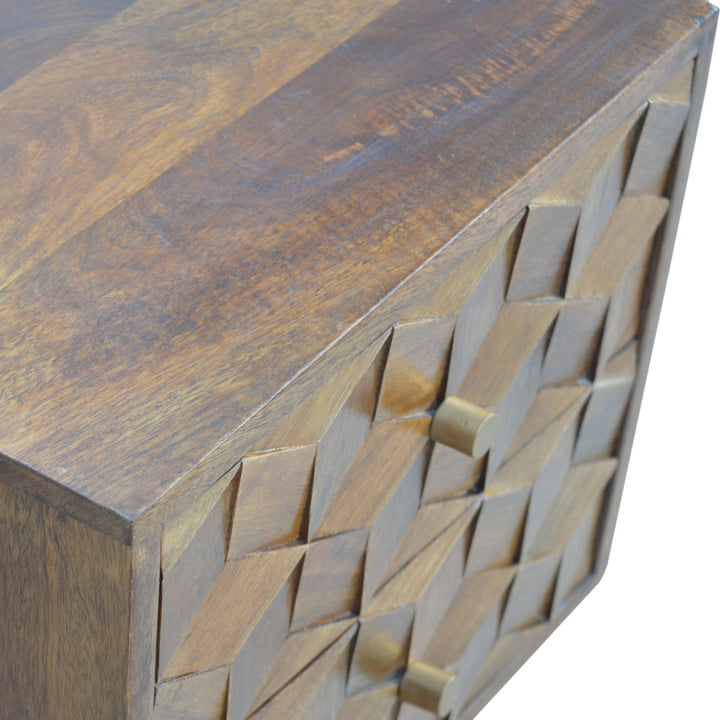 Chestnut Cube Carved Bedside-Smiddy Furniture