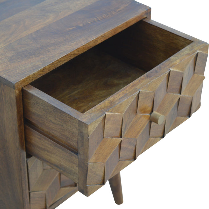 Chestnut Cube Carved Bedside-Smiddy Furniture