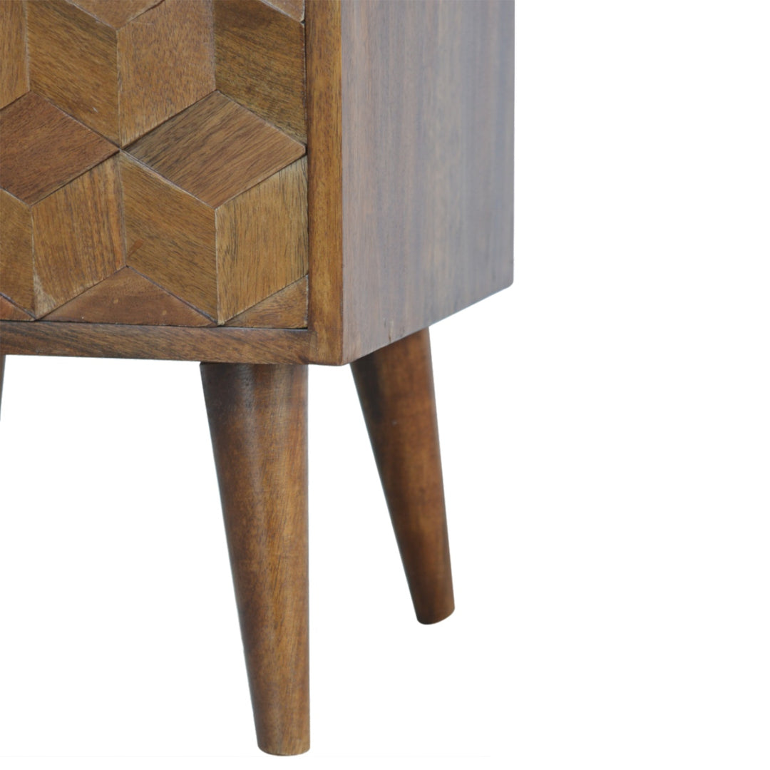 Chestnut Cube Carved Bedside-Smiddy Furniture