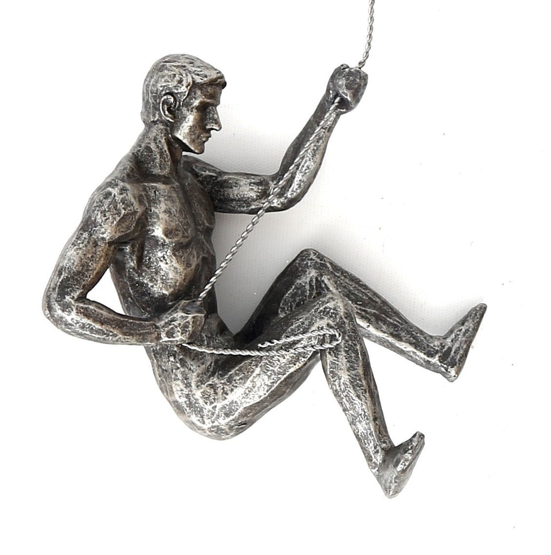Silver Abseiling Man Looking Down 73cm - Smiddy Furniture-1