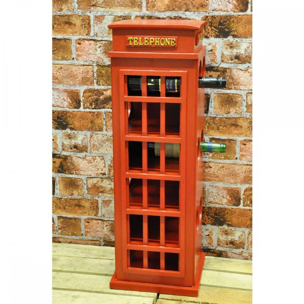 Wooden Telephone Box Wine Rack 77cm - Smiddy Furniture-1