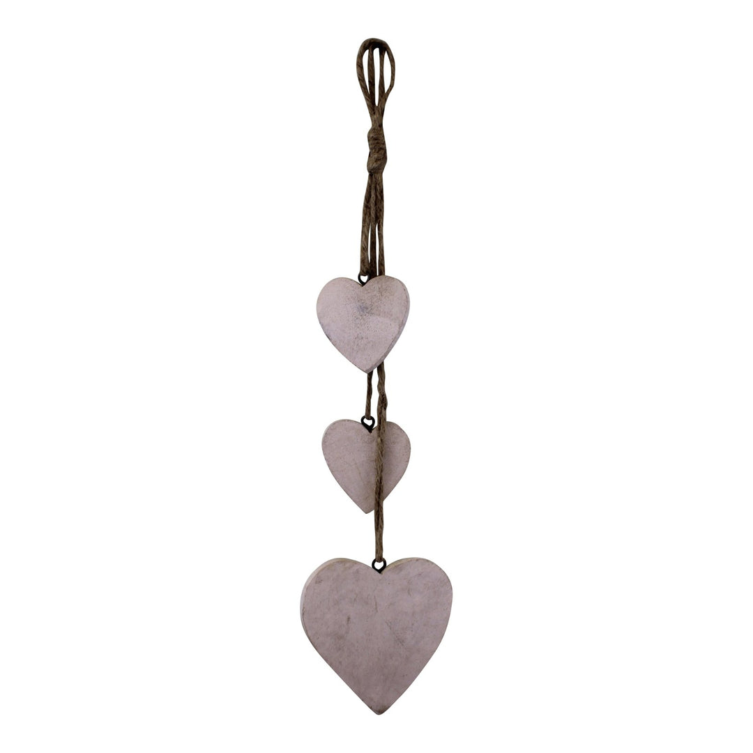 Three Hanging Wooden Heart Decoration, Light Wood - Smiddy Furniture-1