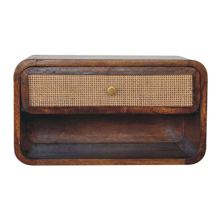 Chestnut Wall Mounted Open Woven Bedside-Smiddy Furniture