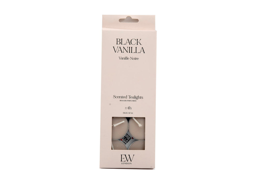 Black Vanilla Scented  Tealights 10 Pack - Geko Products