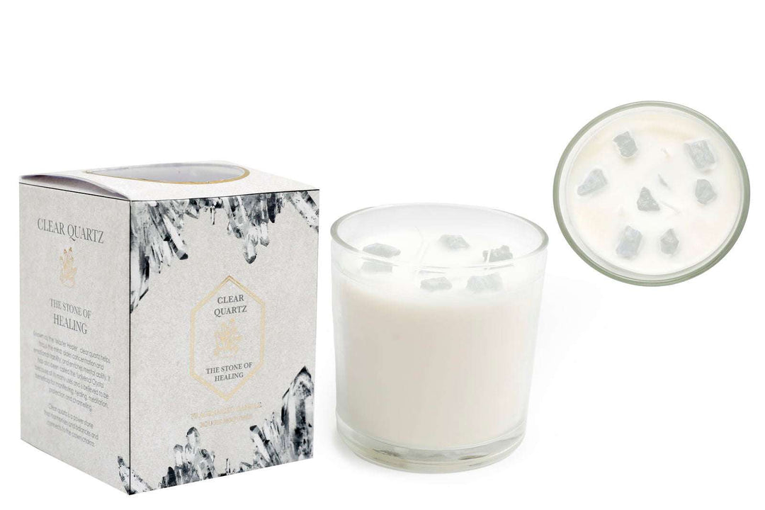 Clear Quartz Candle 12x12cm-Smiddy Furniture