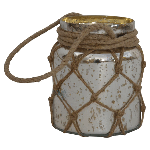 Glass Jar Lantern with Rope - Smiddy Furniture