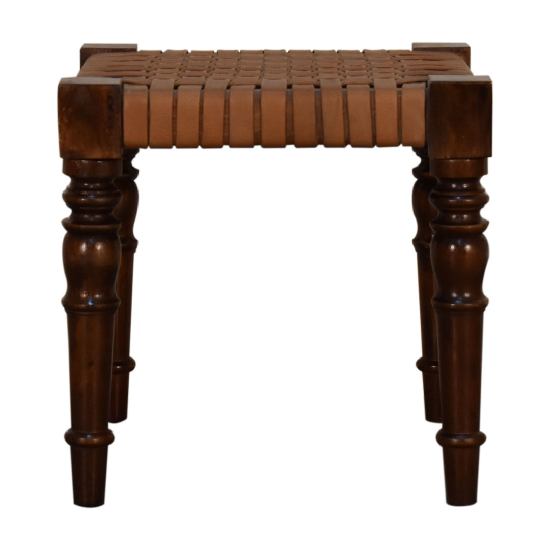 Woven Leather Footstool - Smiddy Furniture