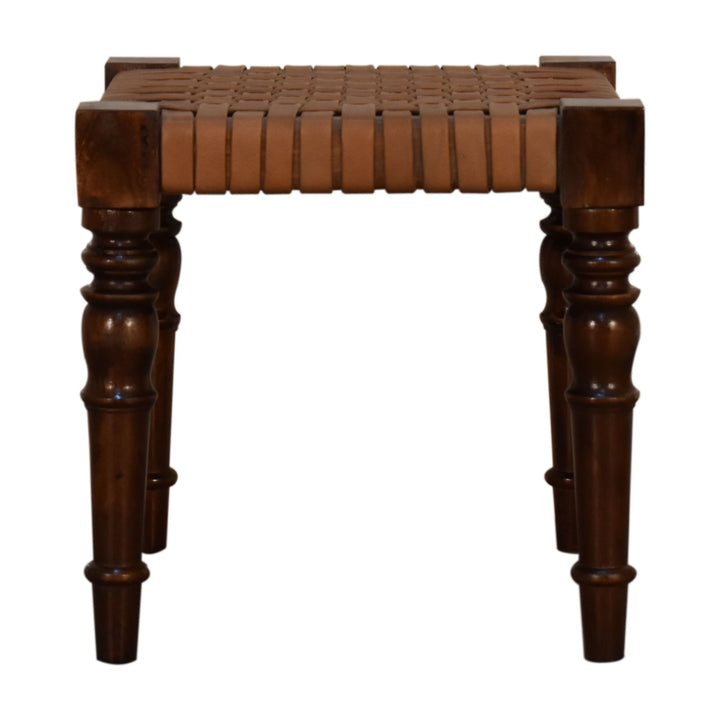 Woven Leather Footstool - Smiddy Furniture