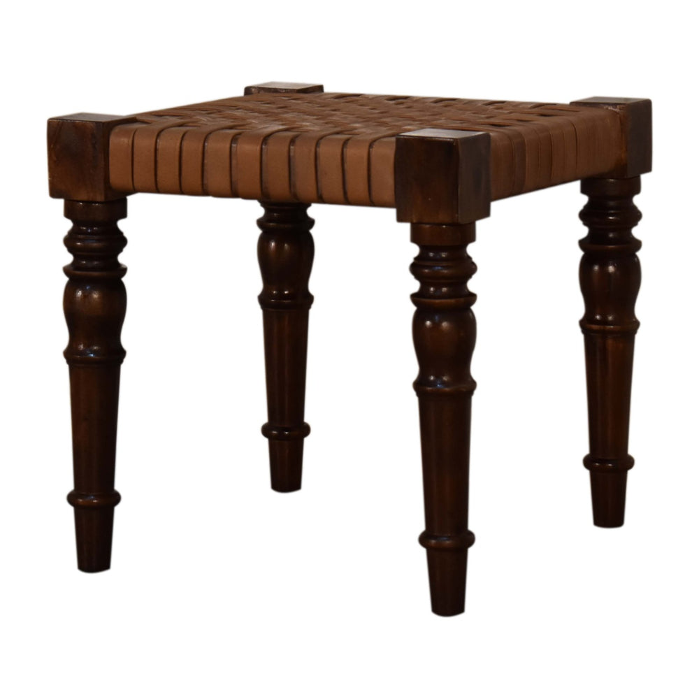 Woven Leather Footstool - Smiddy Furniture