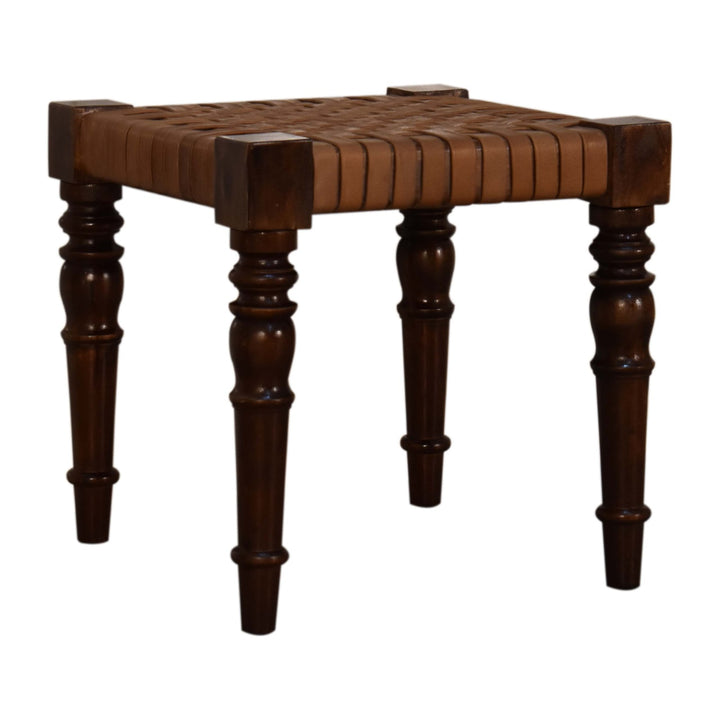 Woven Leather Footstool - Smiddy Furniture