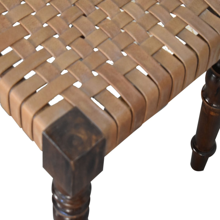Woven Leather Footstool - Smiddy Furniture