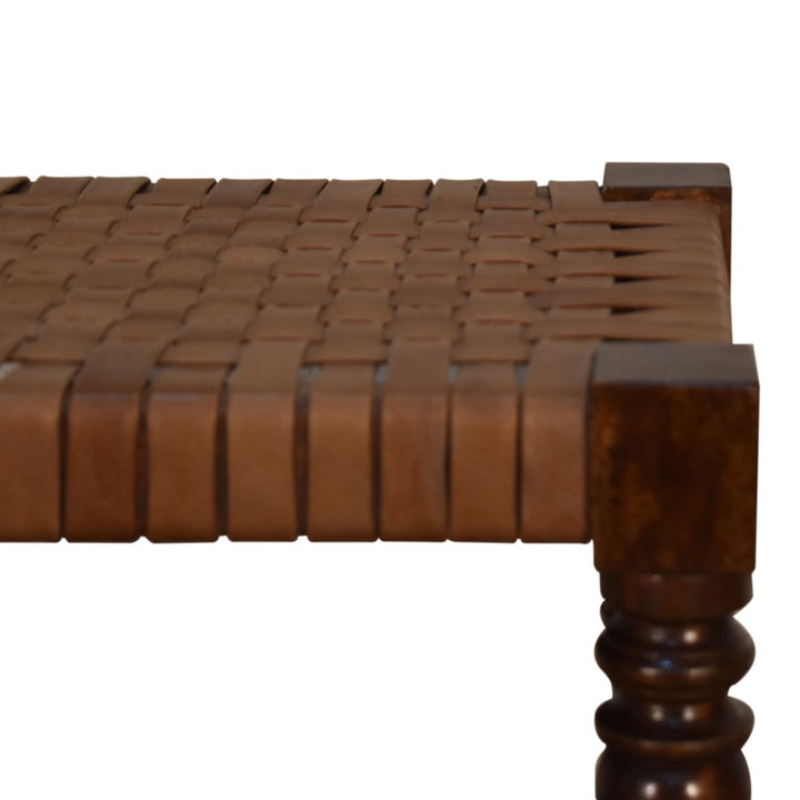 Woven Leather Footstool - Smiddy Furniture