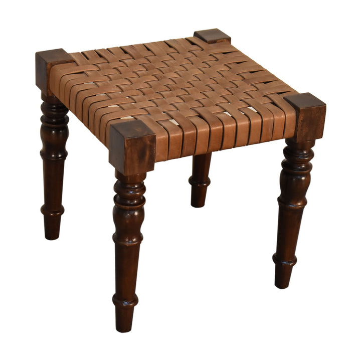 Woven Leather Footstool - Smiddy Furniture