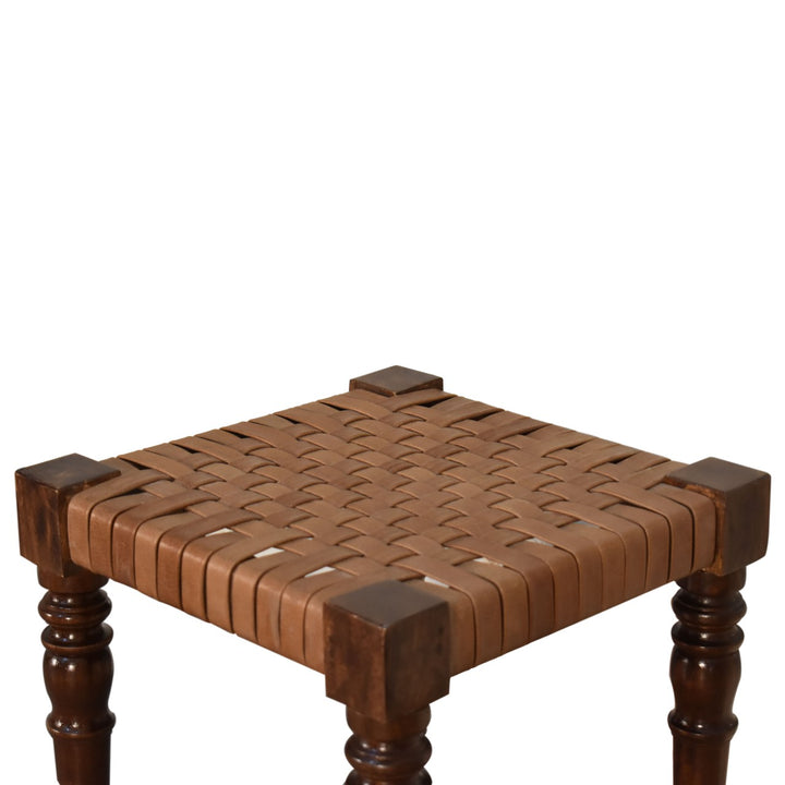 Woven Leather Footstool - Smiddy Furniture
